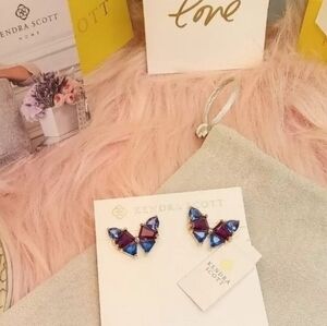 NWT KENDRA SCOTT BLAIR BUTTERFLY STUD STATEMENT EARRINGS IN BLUE MIX 🦋